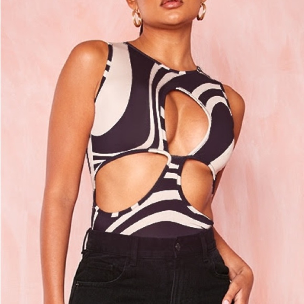 PrettyLittleThing Black Bodysuit Modern Elegance